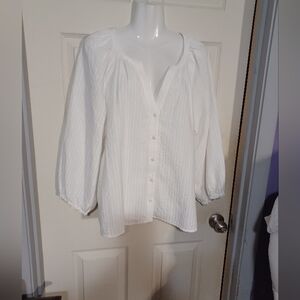 GAP White Button-Up Blouse Size Xl